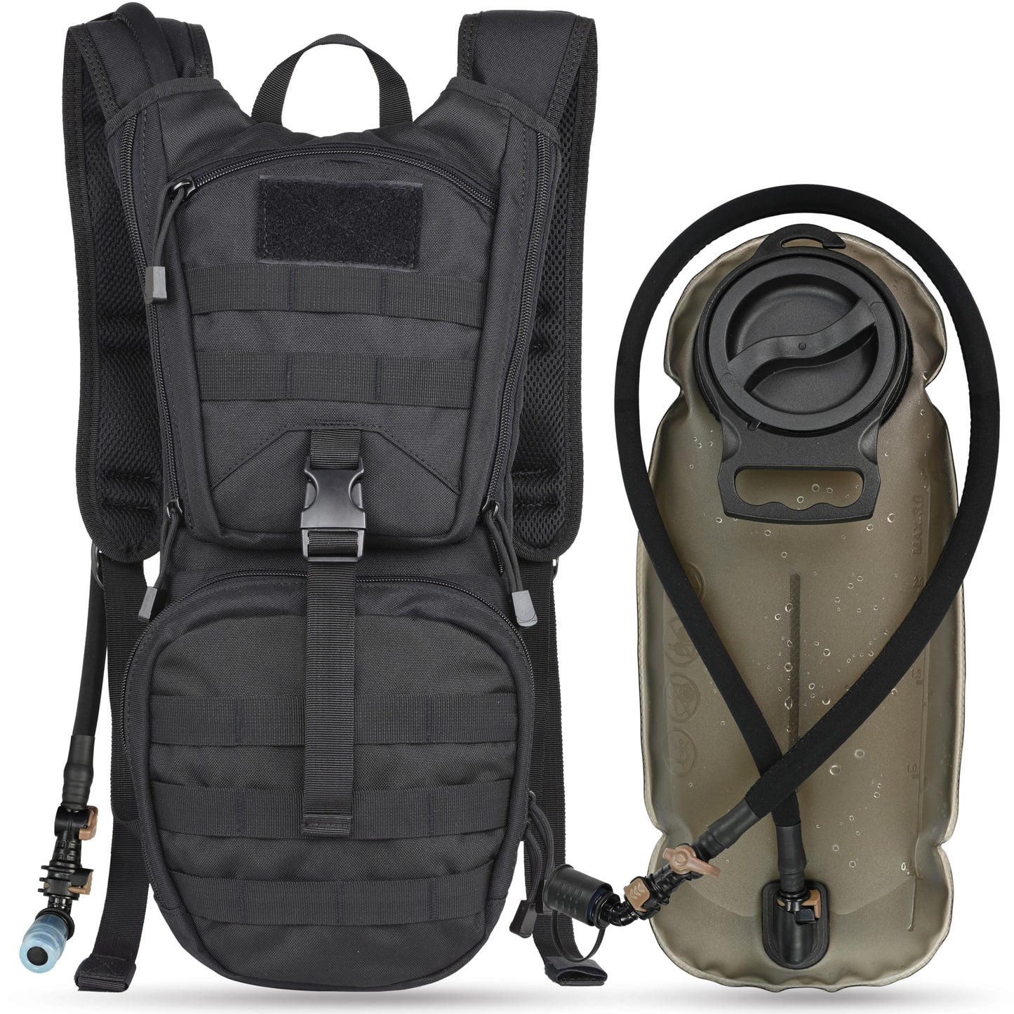 MARCHWAY Tactical Molle Hydration Pack Backpack with 3L TPU Water Bladder, Military Daypack for