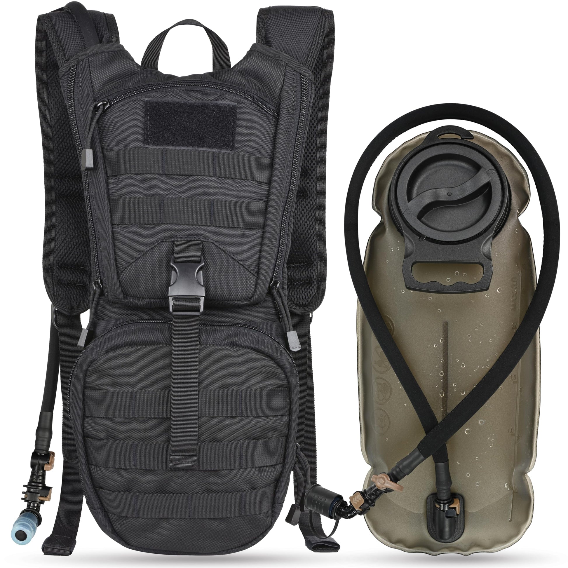 MARCHWAY Tactical Molle Hydration Pack Backpack with 3L TPU Water Bladder, Military Daypack for
