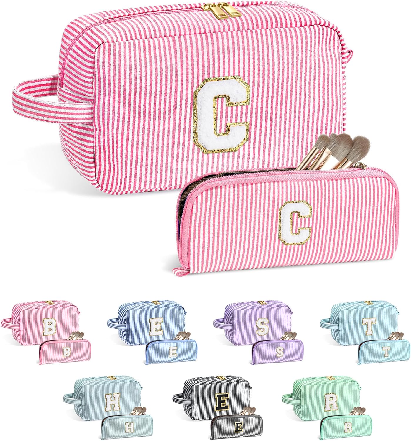 YOOLIFE Gifts for Teen Girls - Personalized Initial Makeup Bag, Birthday Gifts for Women Sister Friend Daughter Girls Kids