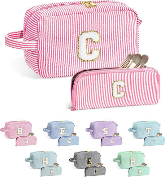 YOOLIFE Gifts for Teen Girls - Personalized Initial Makeup Bag, Birthday Gifts for Women Sister Friend Daughter Girls Kids