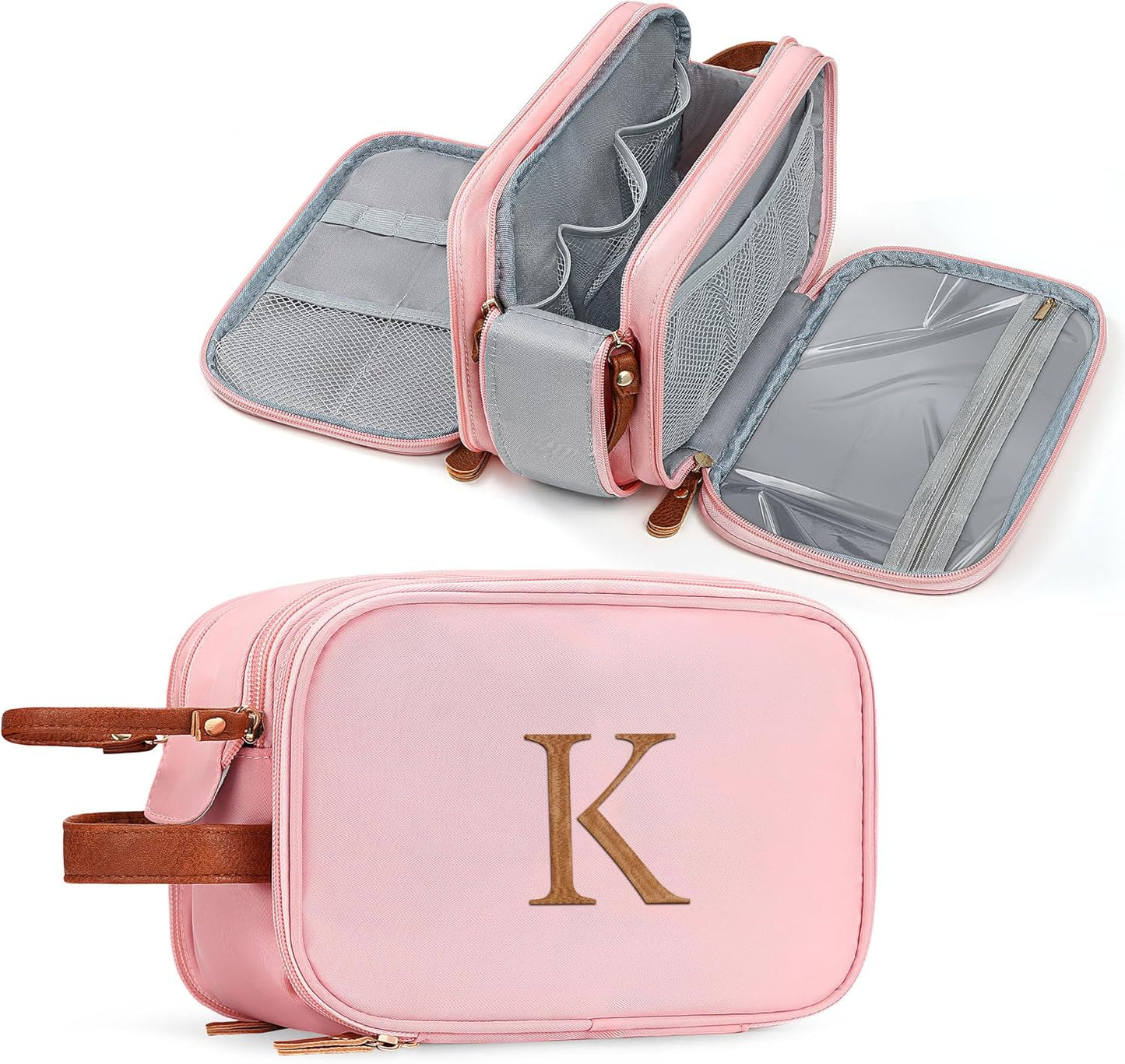 YOOLIFE Initial Toiletry Bag - Travel Toiletry Bag Makeup Bags for Women | Personalized Birthday