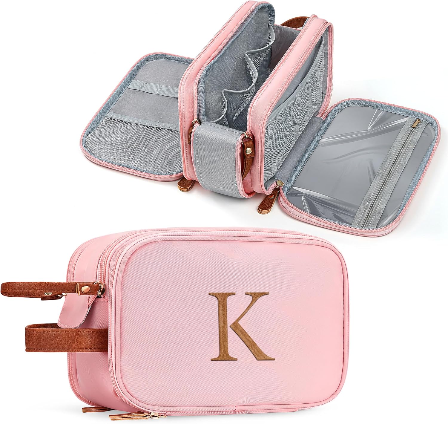 YOOLIFE Initial Toiletry Bag - Travel Toiletry Bag Makeup Bags for Women | Personalized Birthday