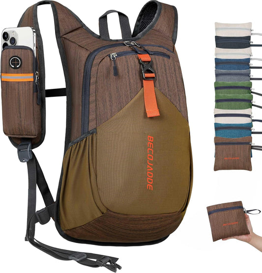 20L Small Hiking Backpack for Men Women Foldable Packable Back Pack Ultralight Hiking Daypack for Travel Camping Outdoor, Chocolate Brown