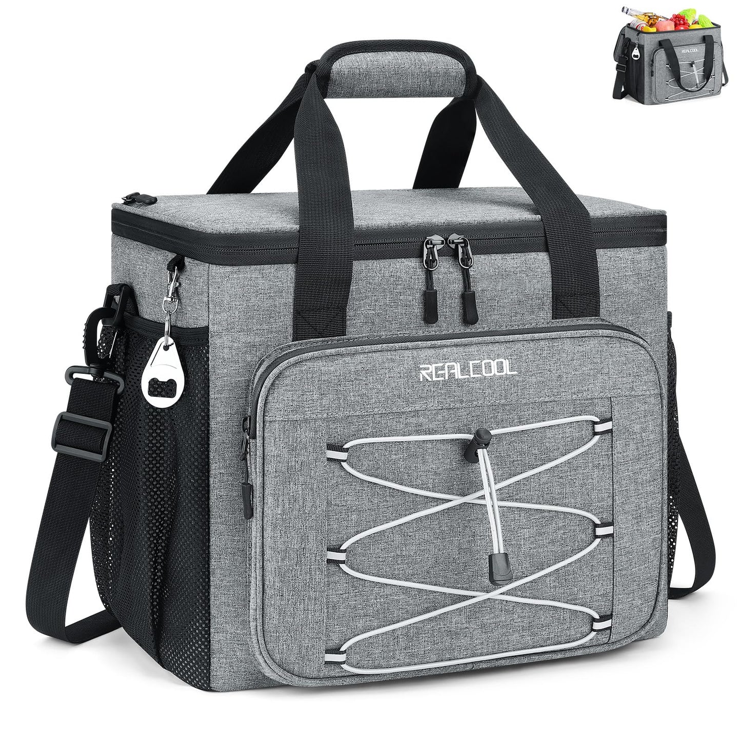 RealCool 35 Can Collapsible Soft Cooler, Leakproof Insulated Ice Chest Bag