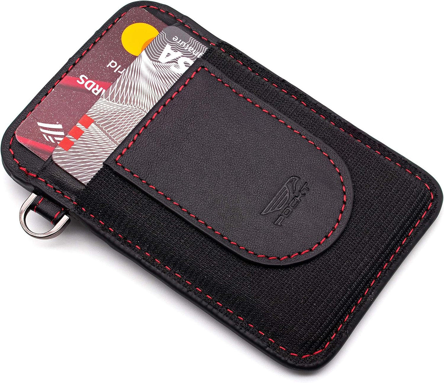 POCKT Card Holder Wallet For Men and Women - Slim Minimalist Front Pocket Wallet Elastic Credit Card Holder Genuine Leather RFID Blocking Card Case Wallets