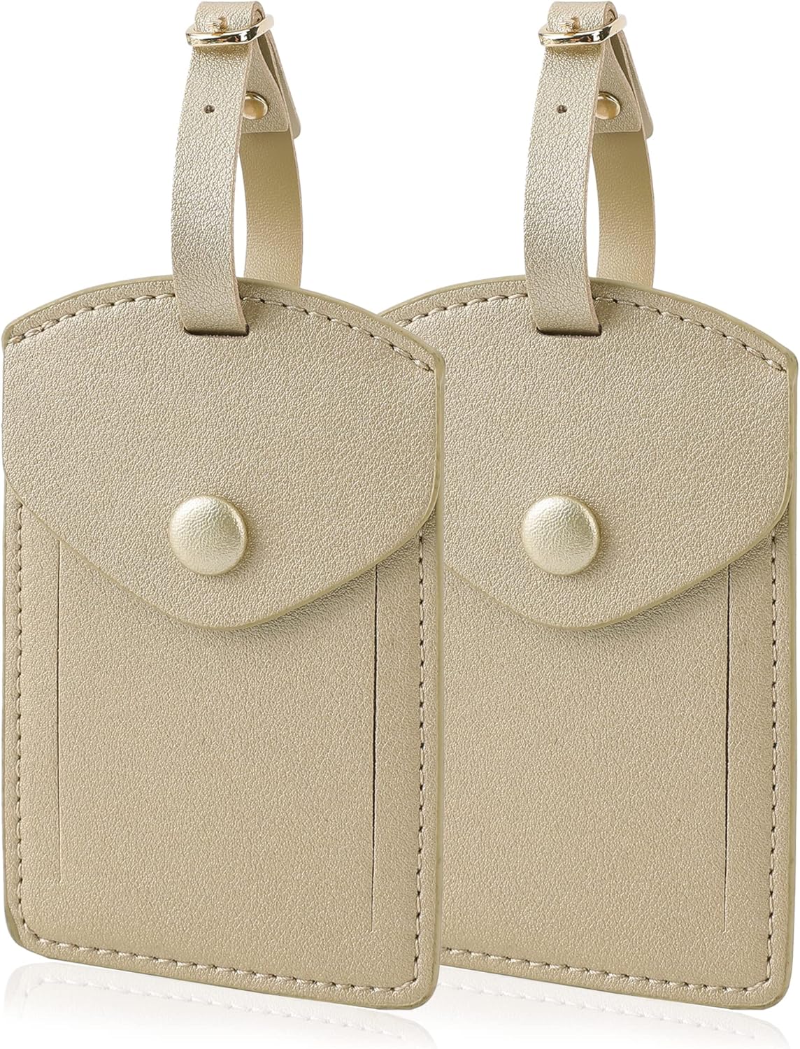 Kevancho Leather Luggage Tags for Men Women, Suitcase Labels Baggage Bag Tag ID Tags with Full Back Privacy Cover for Cruise Ships, Travel Accessories Tags Set of 2 PCS (Beige)