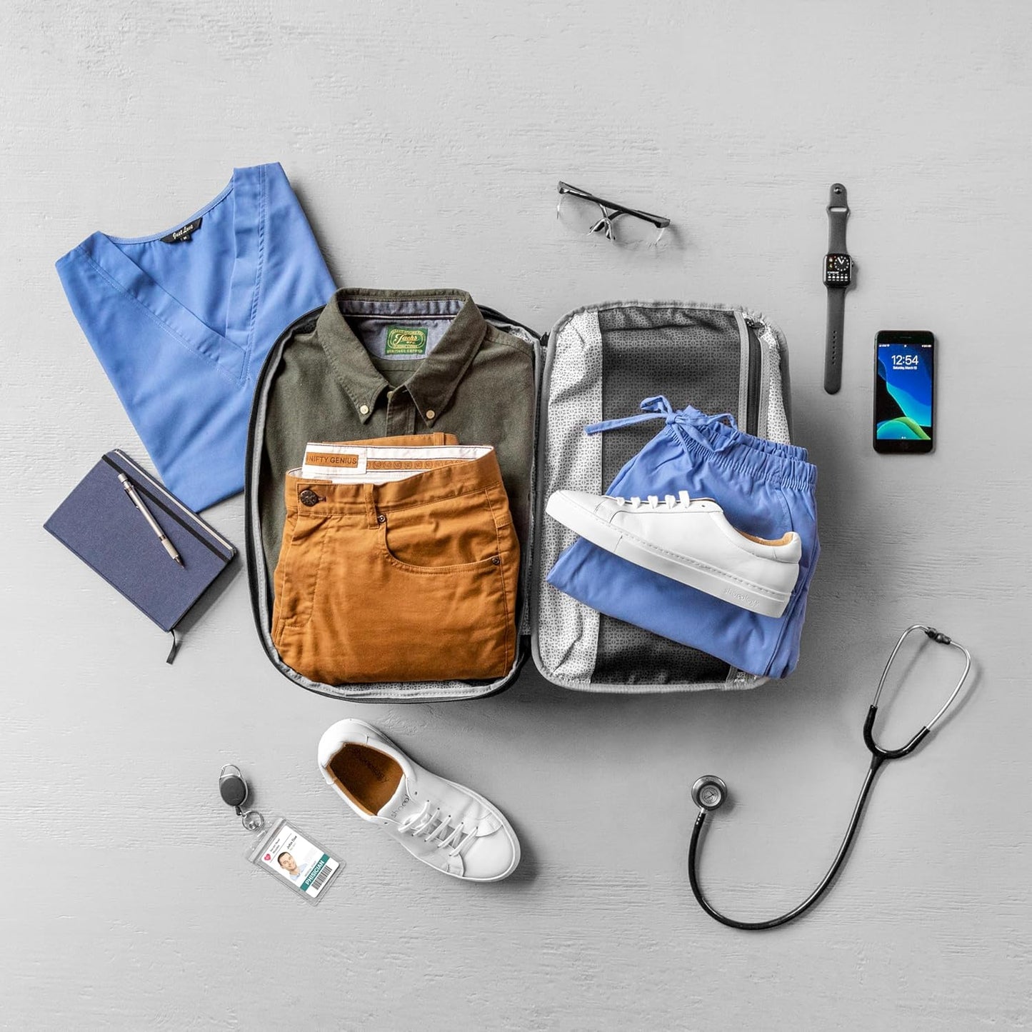 Knack Small Series 2 Laptop Backpack Fits up to 16 Inch Laptops - Knack Bags Carry-On Backpack, TSA Approved, Expandable Travel Backpacks With 2 Day Outfit Capacity, Alloy Gray