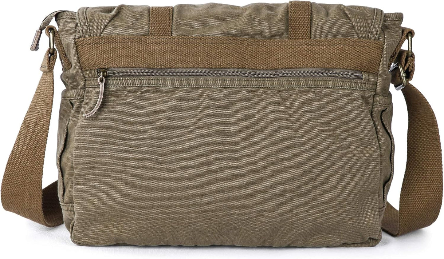 GOOTIUM Canvas Messenger Bag - Vintage Shoulder Bag Frayed Style Boho Purse