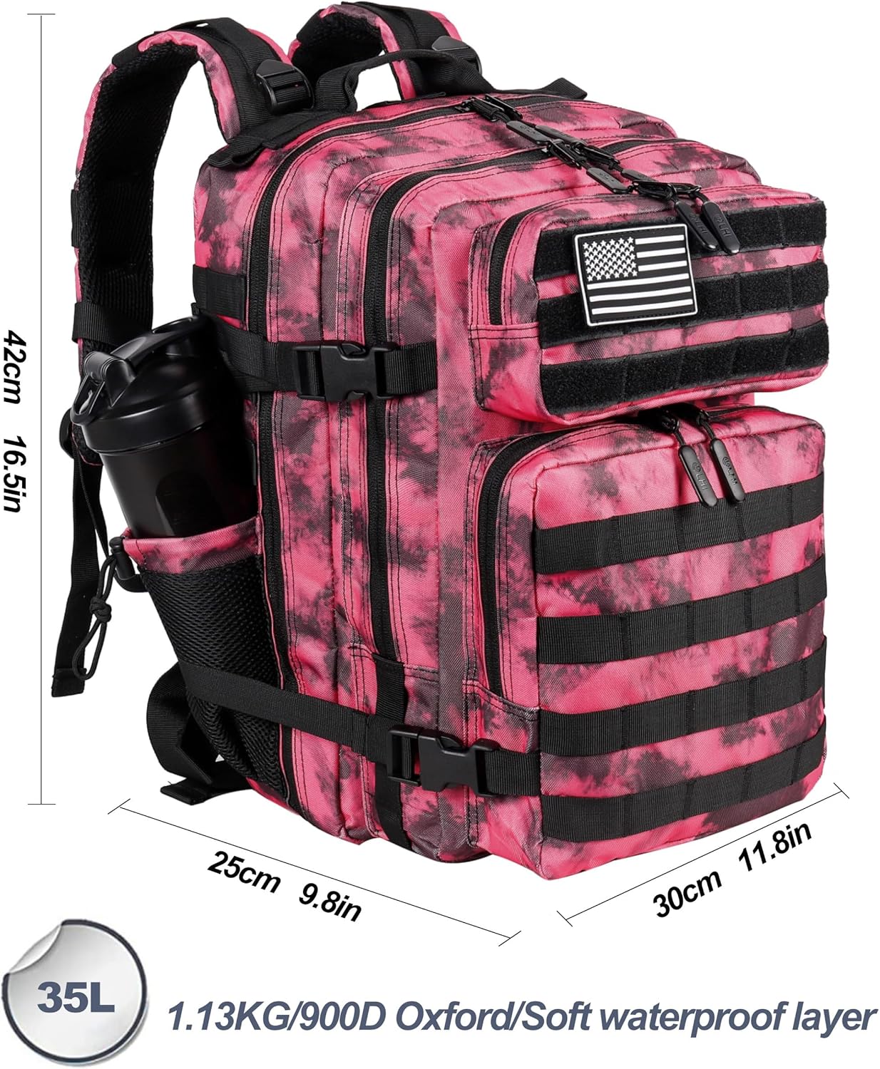 LHI Tactical Military Backpack for Men and Women 25L/35L Army Assault Pack Bag Small Rucksack with Bottle Holder