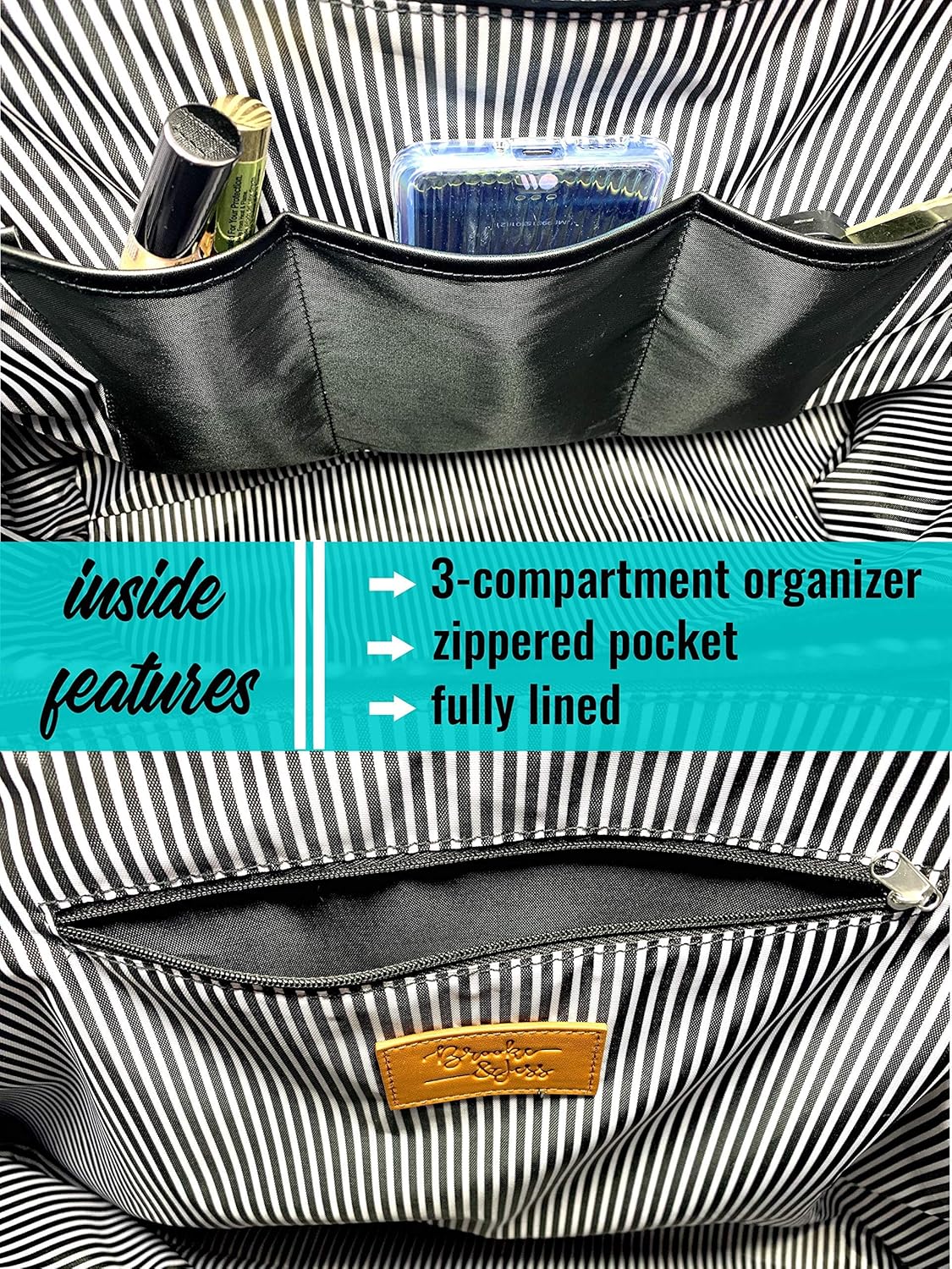 Brooke & Jess Designs Teacher Tote Bag for Work - Teacher Handbag Gifts for Women, Teacher Bag Best Teacher Appreciation Gift