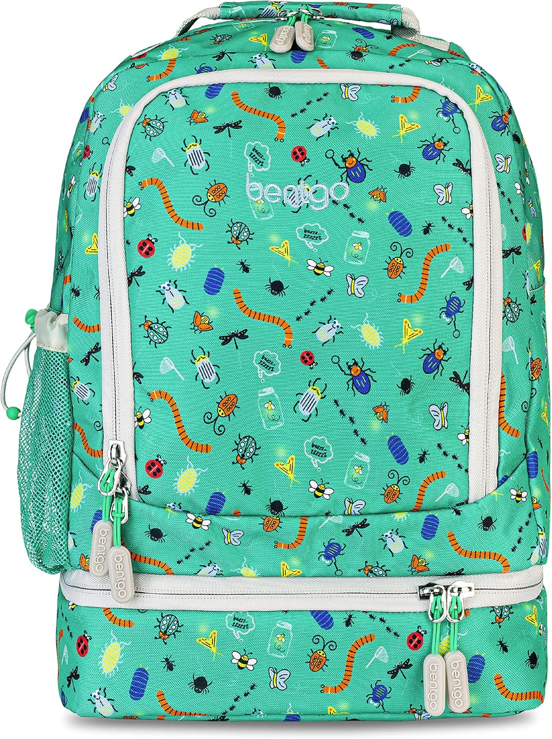 Bentgo Kids 2-in-1 Backpack & Insulated Lunch Bag - Durable 16” Backpack & Lunch Container in Unique Prints for School & Travel - Water Resistant, Padded & Large Compartments (Bug Buddies)