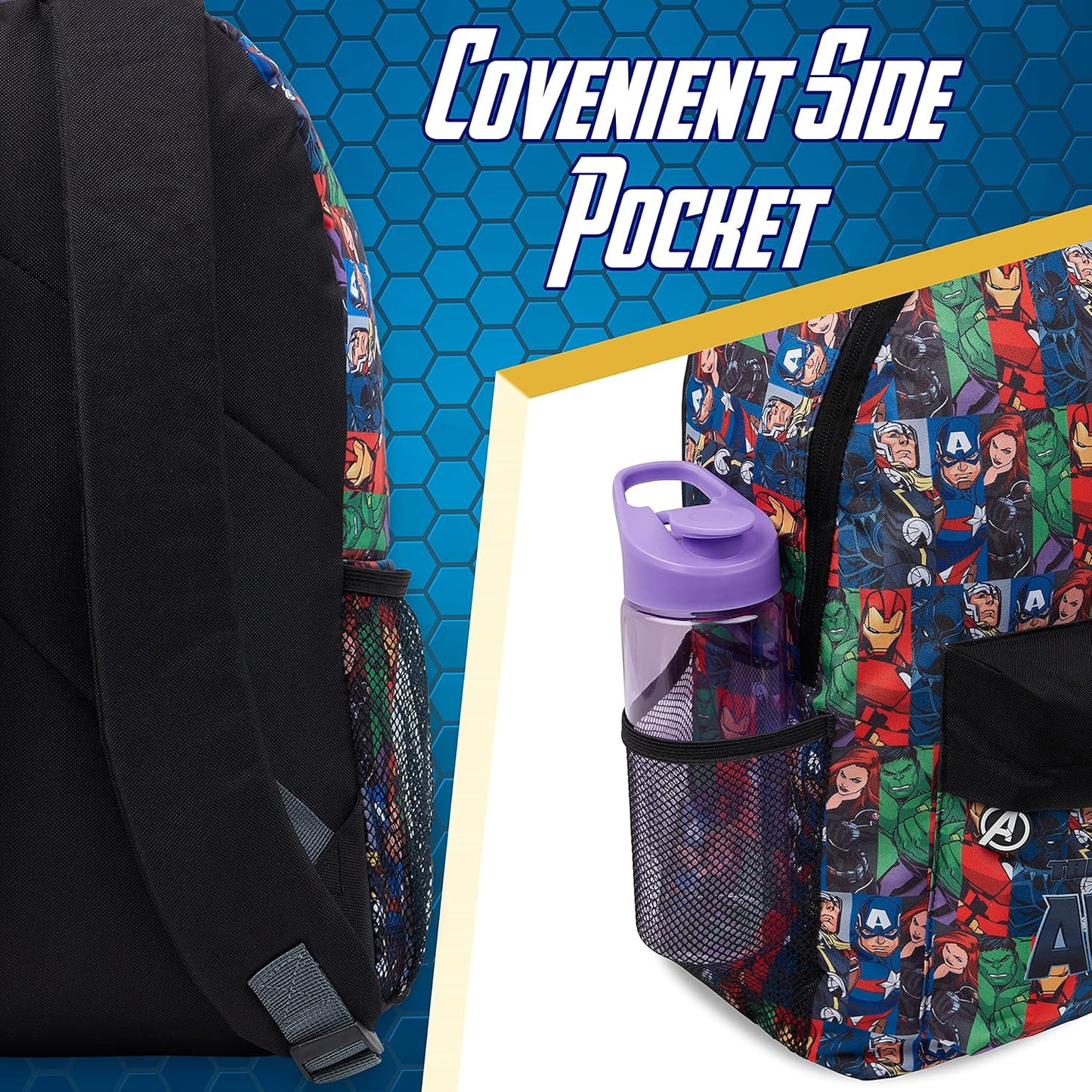 Marvel Avengers Backpack for Kids Teens Bookbag with Double Straps Daypack Backpacks for School Travel Sports Gifts for Boys (Multicolor)