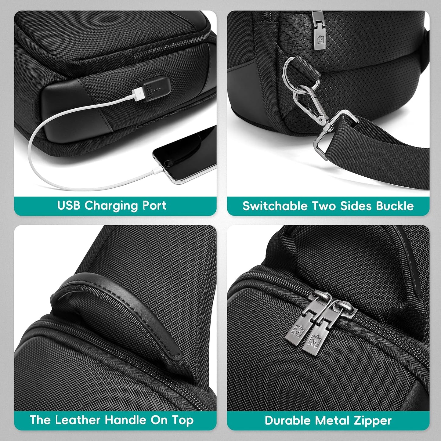 Hidds Sling Bag For Men Crossbody Bags Men’s Shoulder Backpack With Charging Port Travel Hiking Chest Bag Sling Daypack