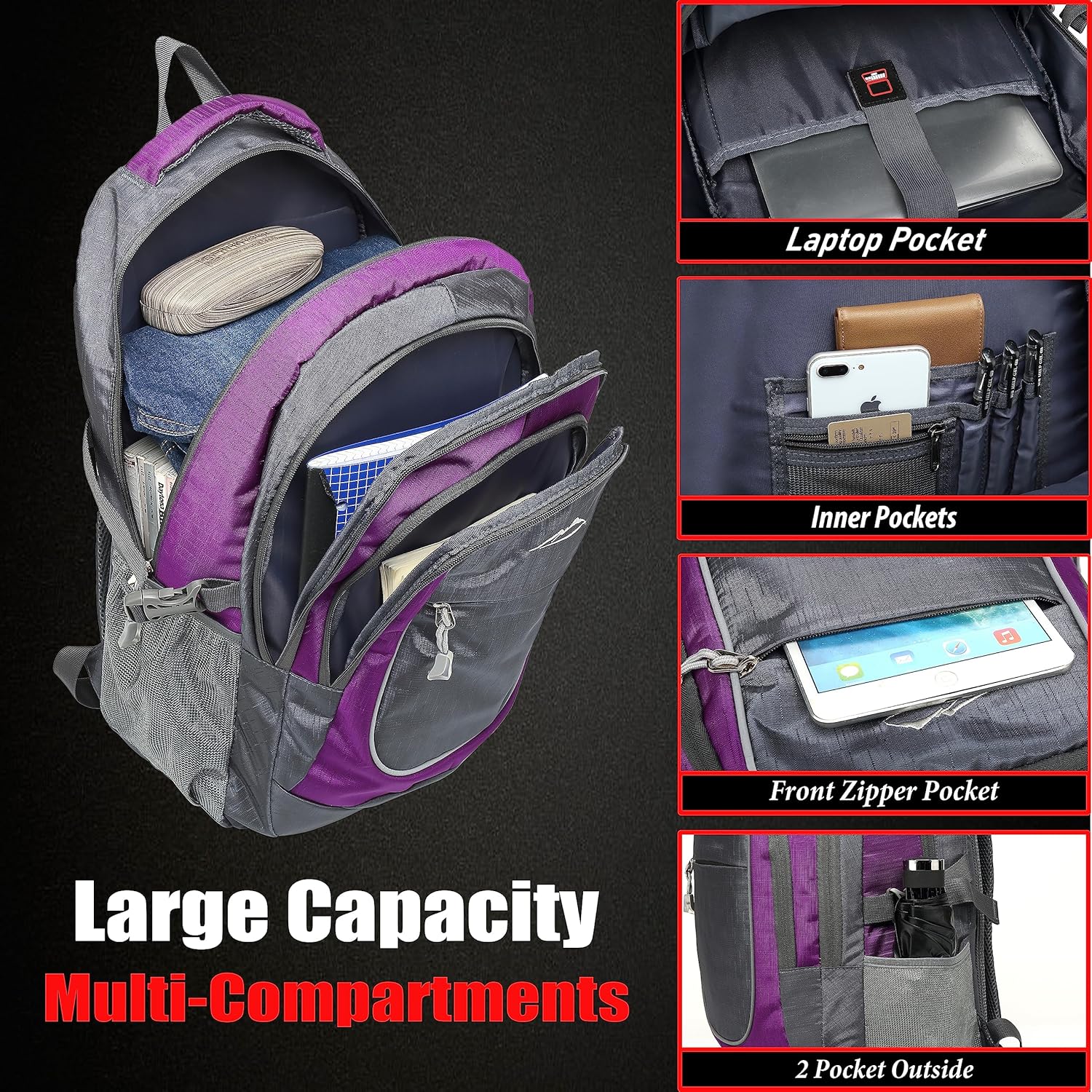 ProEtrade Extra Large Backpack Bookbag for College Travel Laptop Business Hiking Backpack Fit