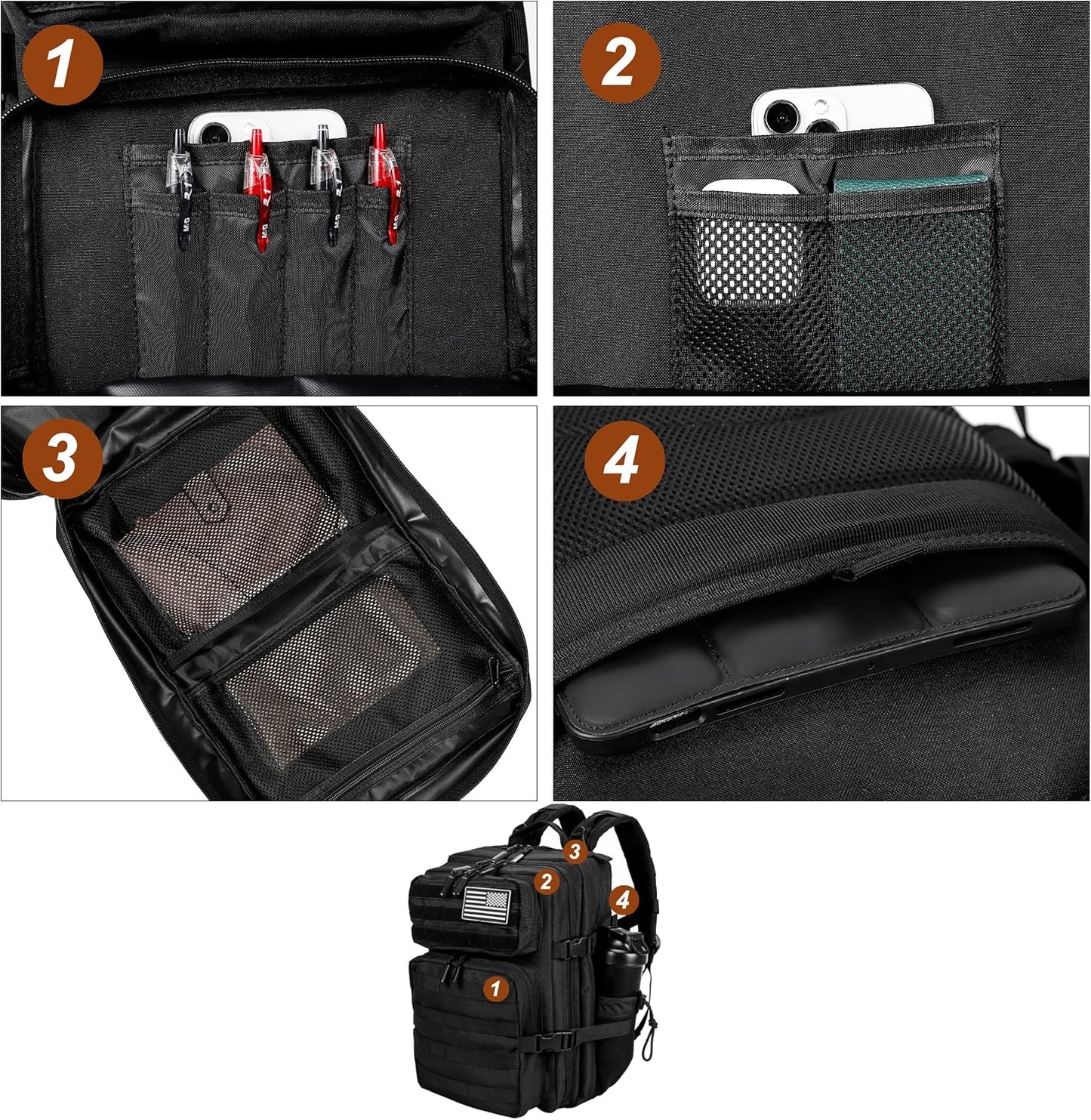 LHI Tactical Military Backpack for Men and Women 25L/35L Army Assault Pack Bag Small Rucksack with Bottle Holder