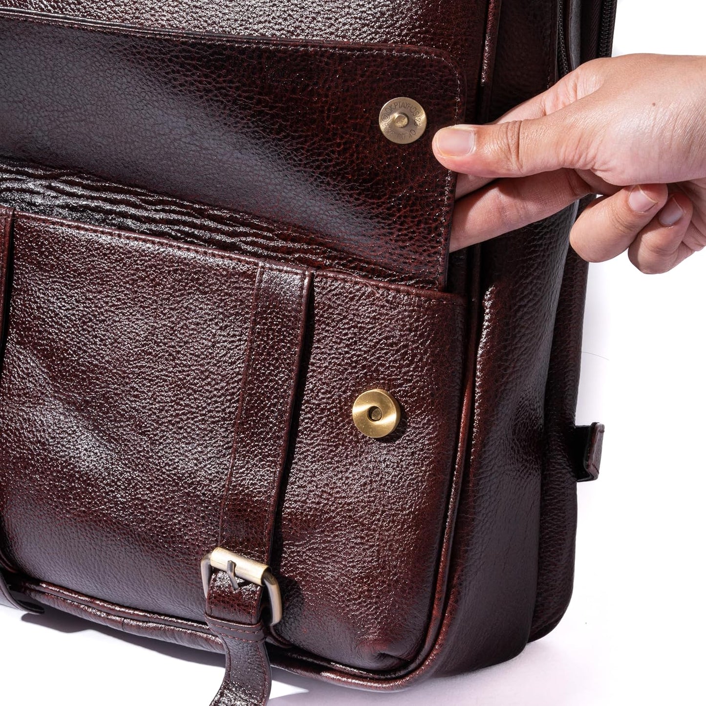 Genuine Leather Luxury Backpack Multi-functional Elegant Daypack Office Travel Leisure 15.6" Laptop Bag (Burgundy)
