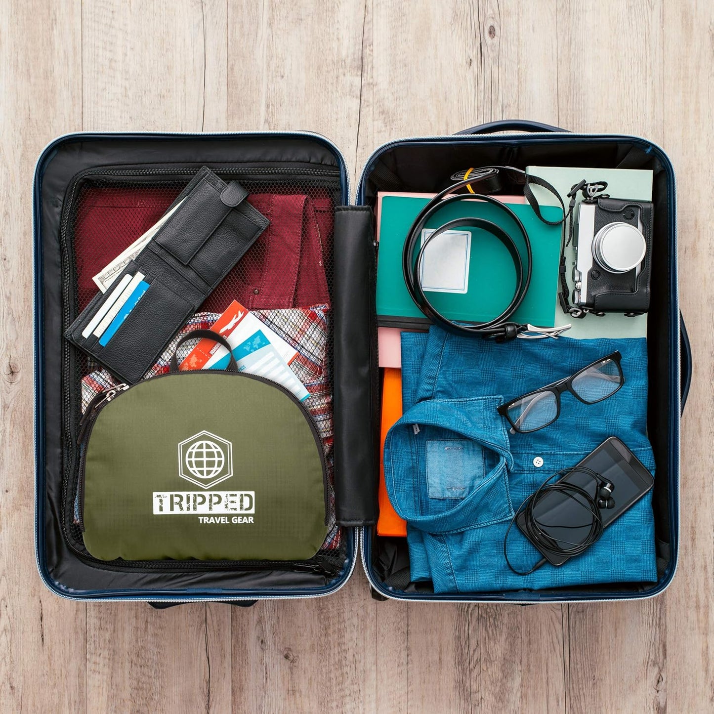 TRIPPED Travel Gear Traveling Backpack- Foldable collapsible lightweight backpack for travel