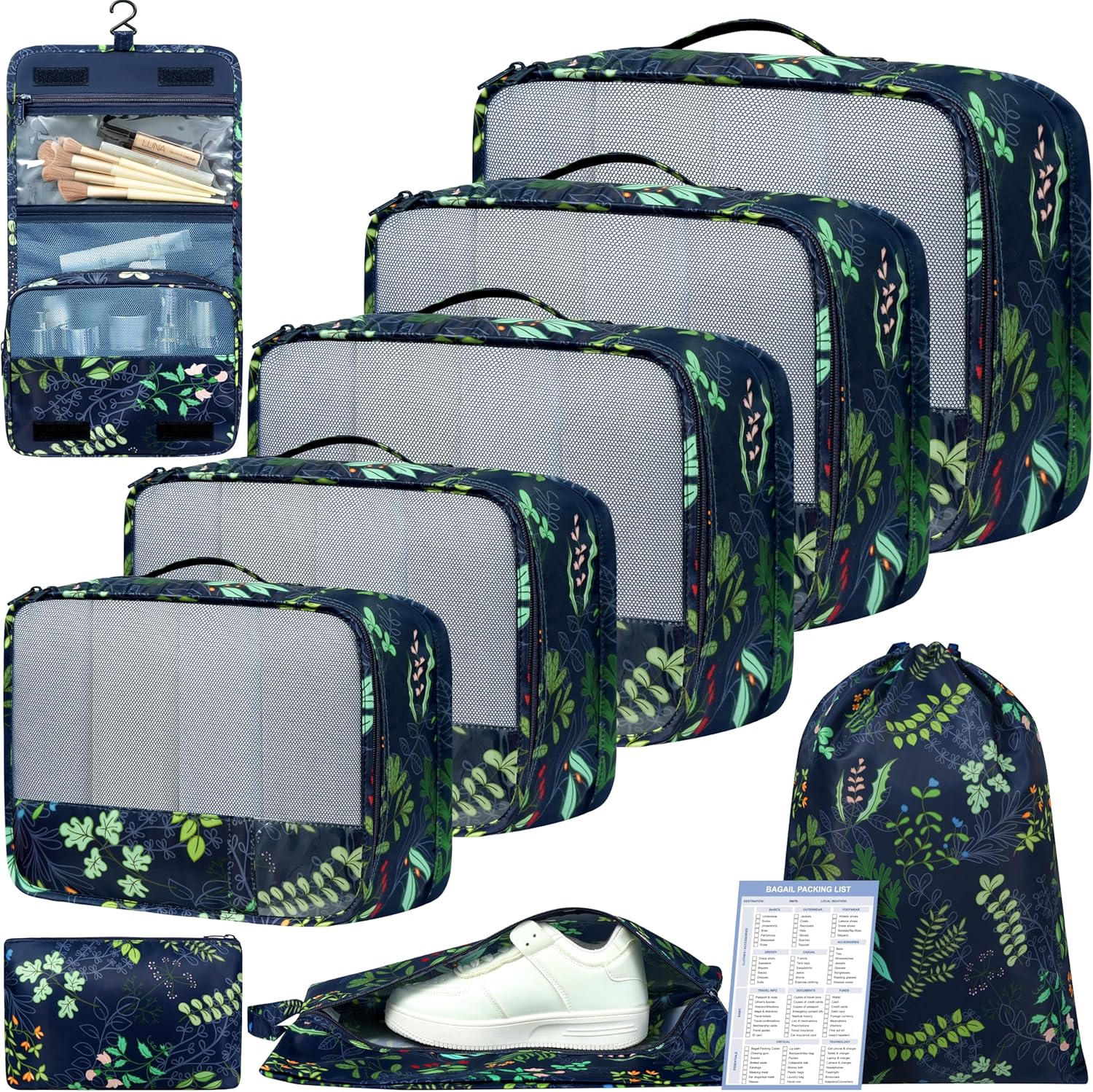 BAGAIL 9 Set Packing Cubes Luggage Packing Organizers for Travel Accessories